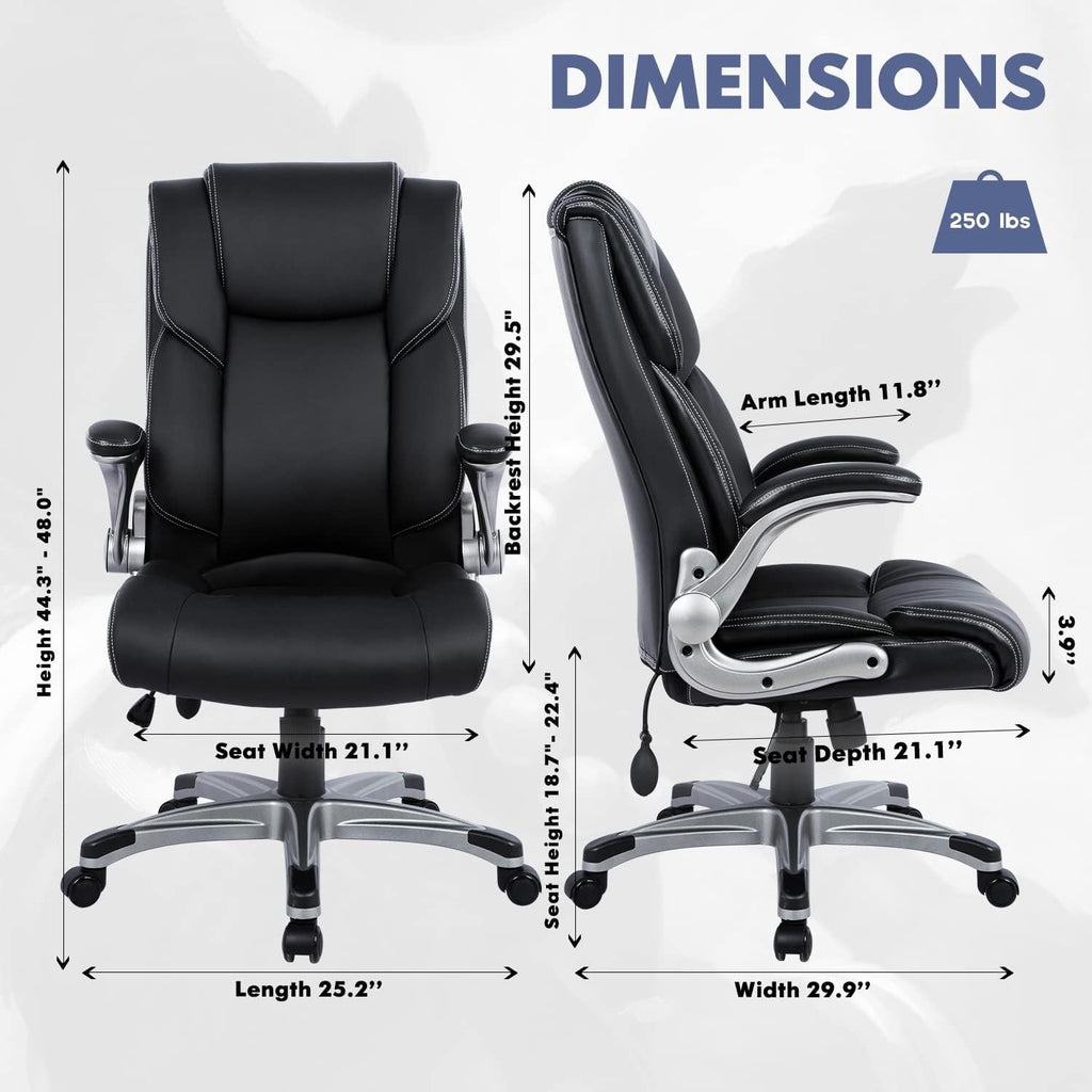 High Back Executive Office Chair- Ergonomic Home Computer Desk Leather