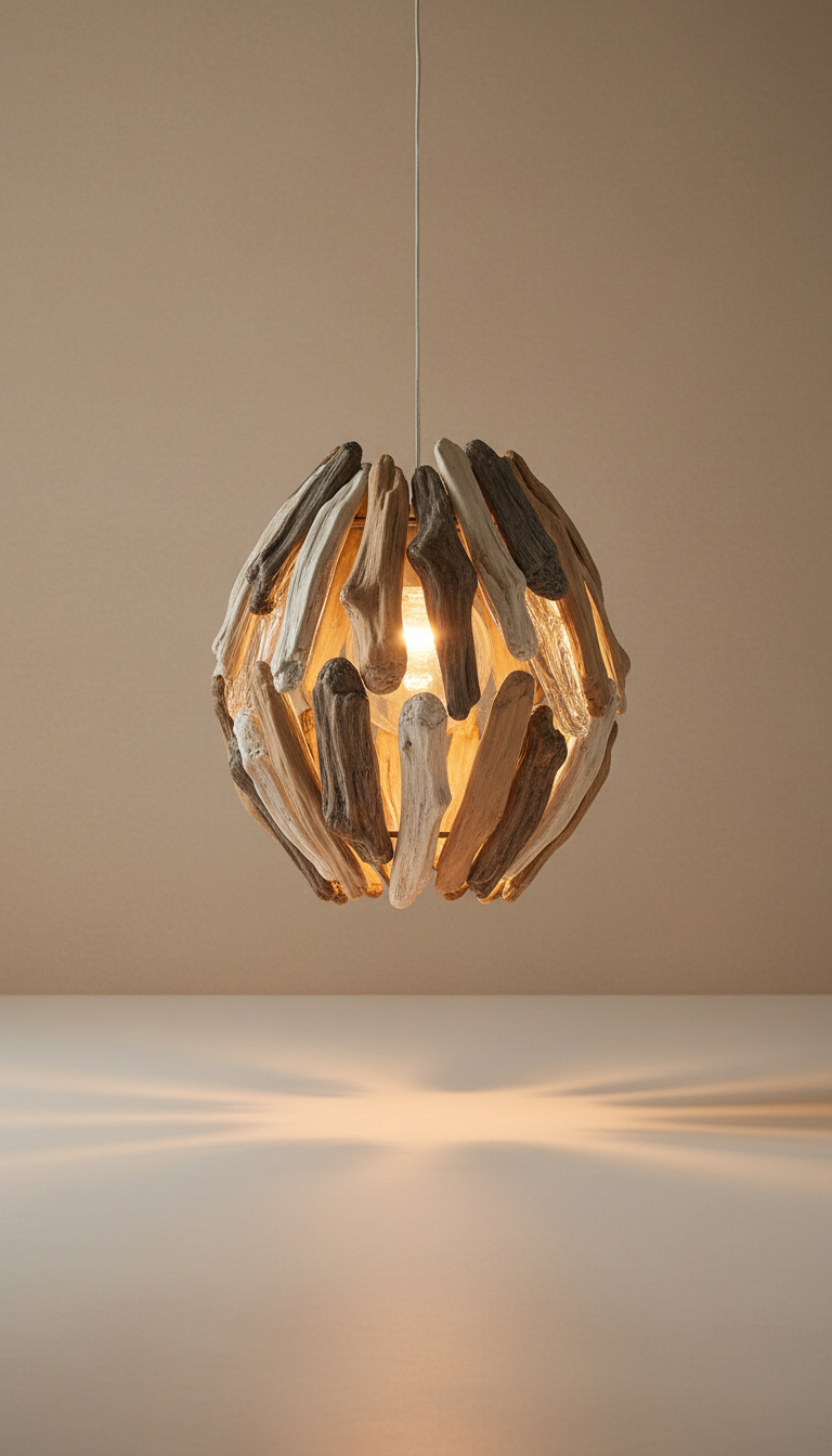 Driftwood glass pendant lamp